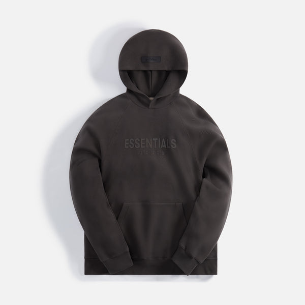 Essentials Heavy Waffle Raglan Hoodie - Off-Black – Kith