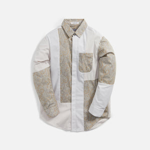 Engineered Garments Cotton Combo Short Collar Shirt - Beige / Paisley Print