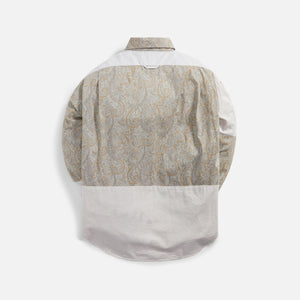 Engineered Garments Cotton Combo Short Collar Shirt - Beige / Paisley Print