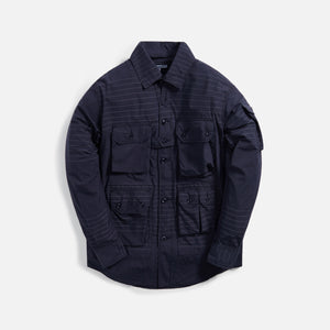 Engineered Garments Explorer Shirt Jacket Nyco Horizontal Stripe - Navy / Grey