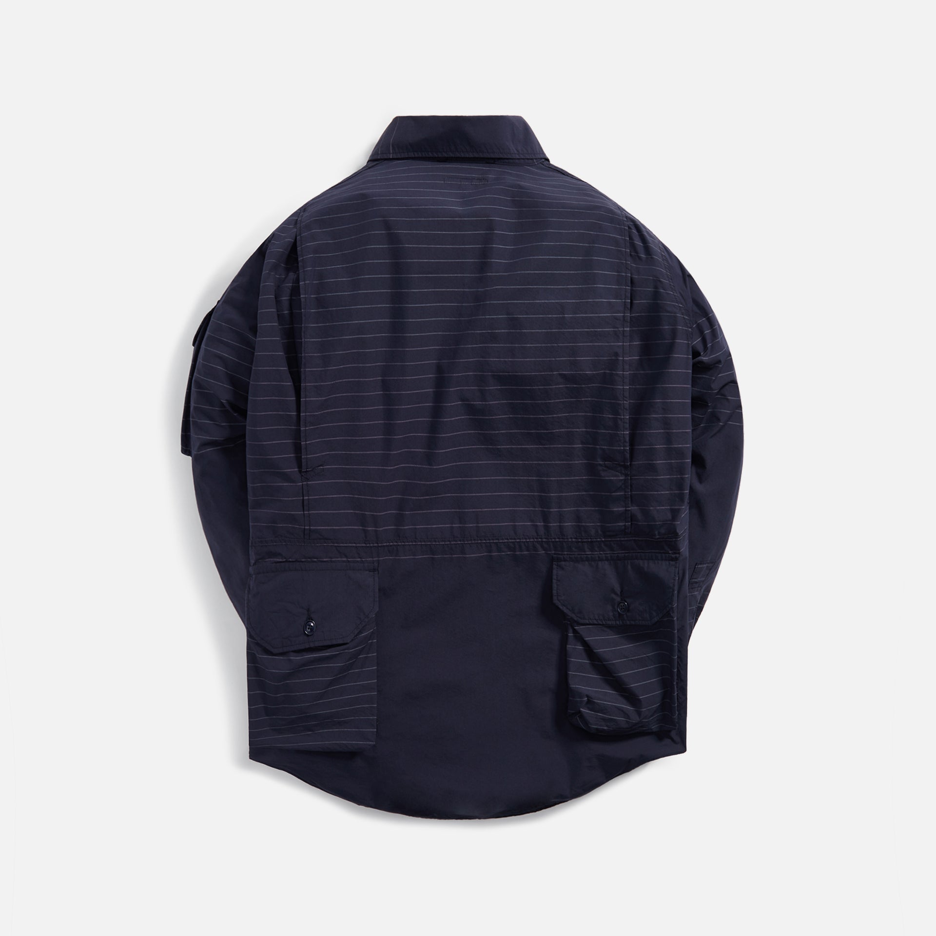 Engineered Garments Explorer Shirt Jacket Nyco Horizontal Stripe - Navy / Grey