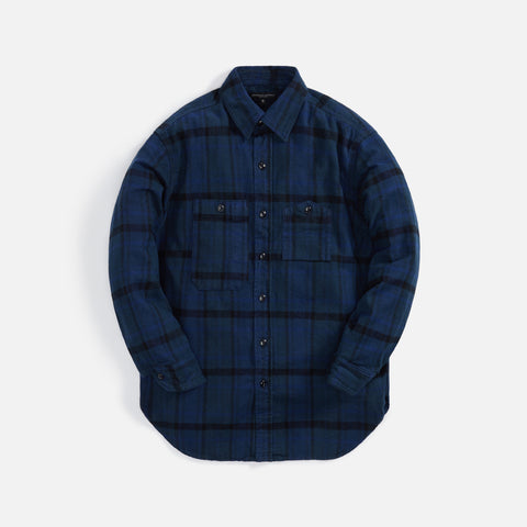 Engineered Garments Plaid Cotton Flannel Work Shirt - Navy / Black