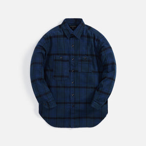 Engineered Garments Plaid Cotton Flannel Work Shirt - Navy / Black