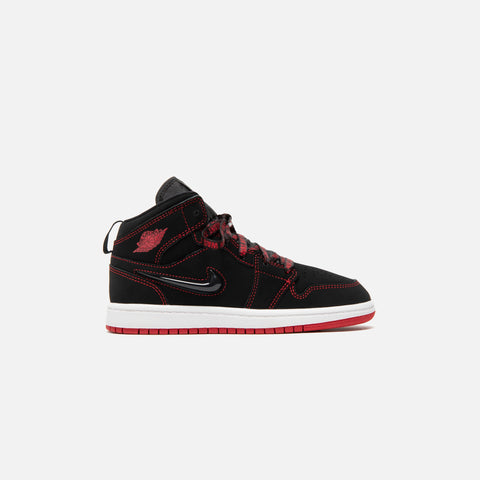 Nike Air Jordan Pre-School 1 Mid - Black / Noble Red / White