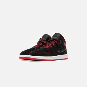 Nike Air Jordan Pre-School 1 Mid - Black / Noble Red / White
