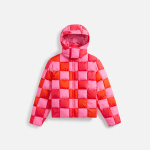ERL Gradient Checked Hooded Puffer Jacket - Pink