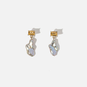 Faris Gem Perla - Citrine With Grey Keshi Pearl