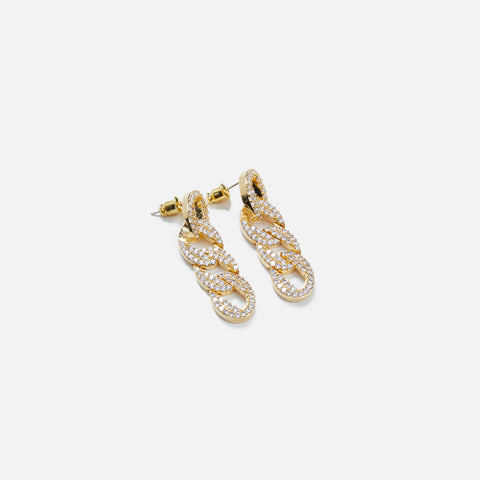 Fallon Pave Curb Chain Earrings - Gold