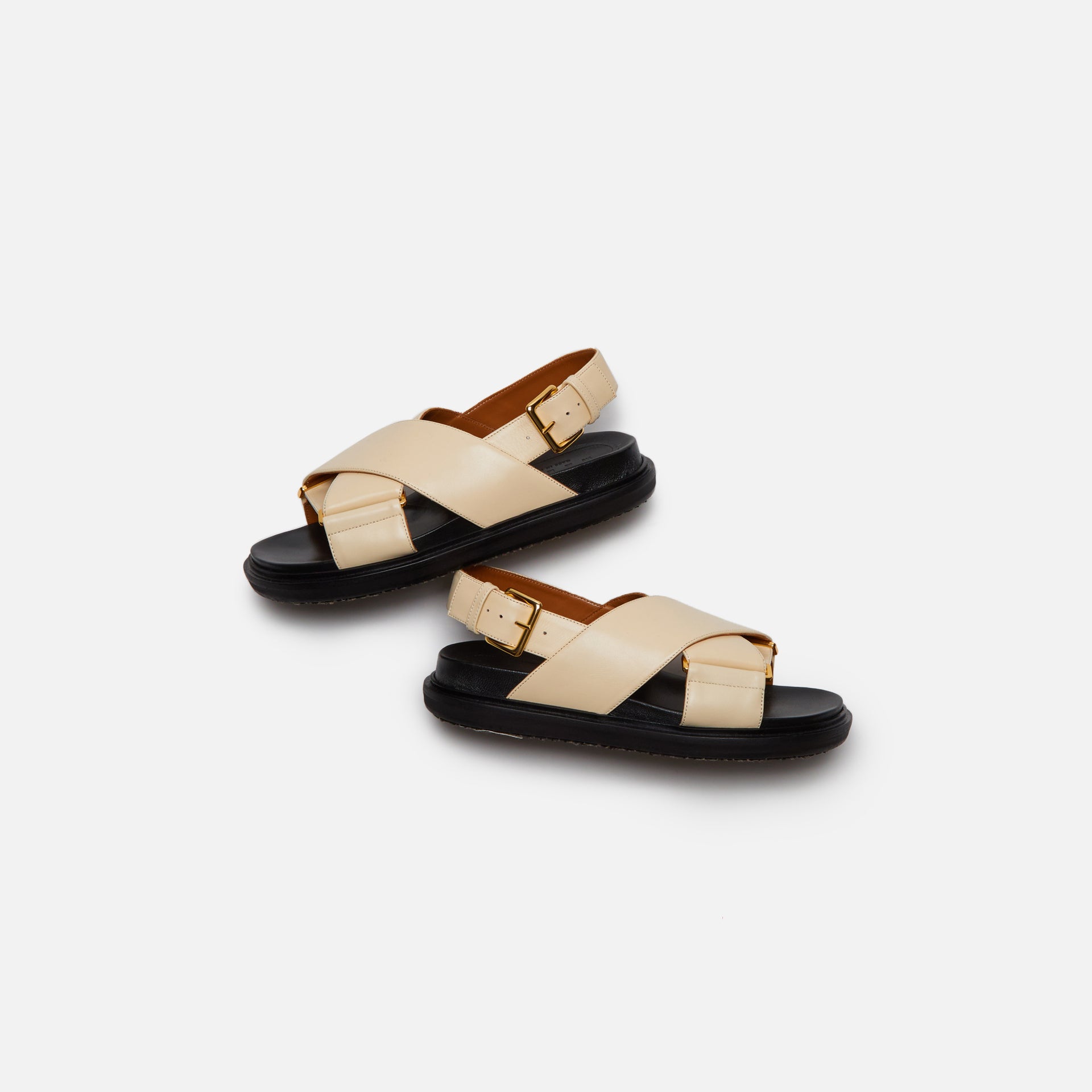 Marni FB Crisscross Sandal Smooth Calf Leather - Silk White