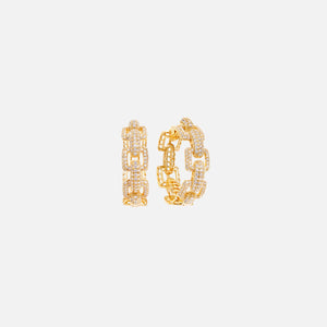 Fallon Square Link Pave Hoops - Gold