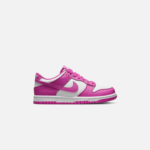 Nike Grade School Dunk Low - White / Active Fuchsia