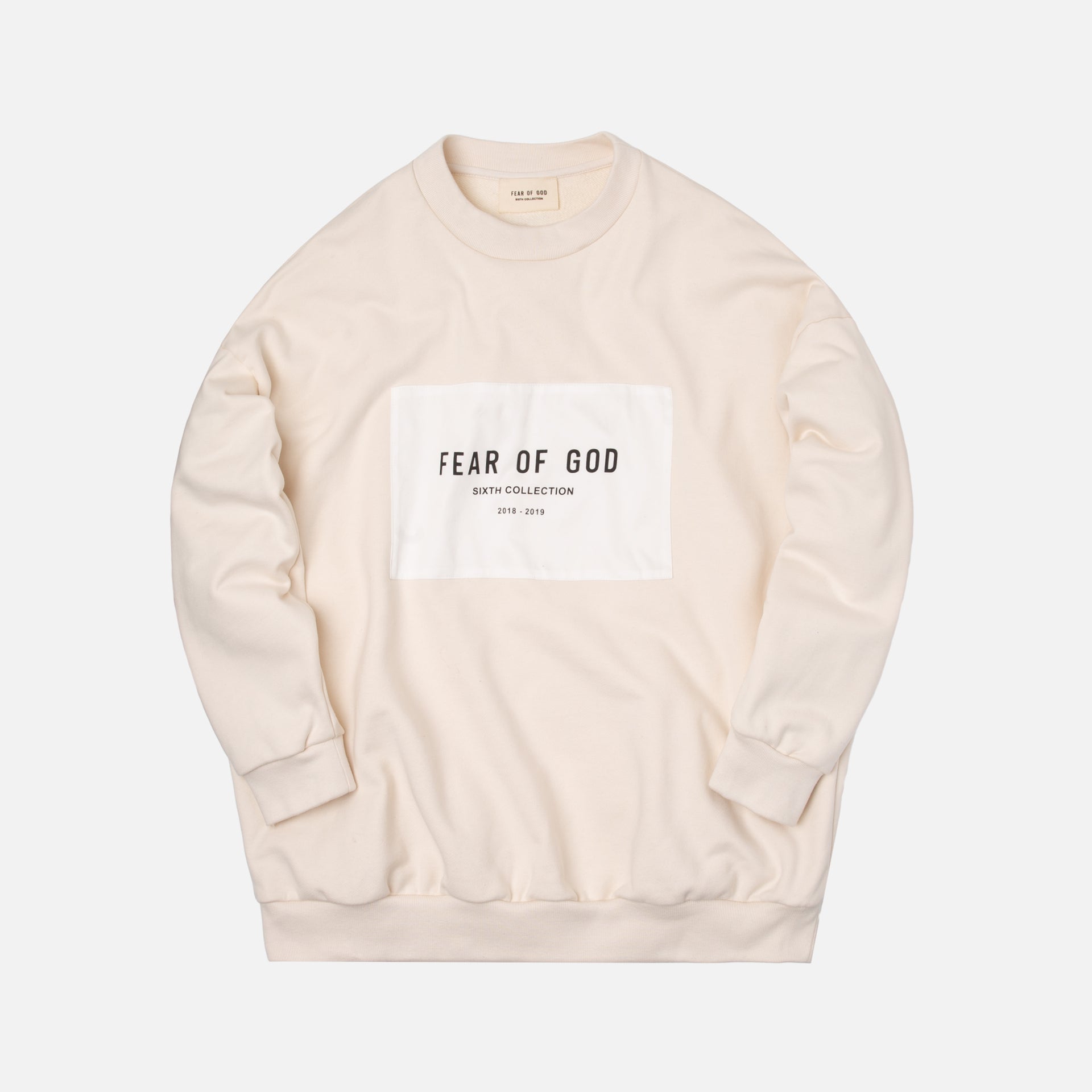 Fear Of God Crewneck Sweatshirt w/ Patch Logo - Cream