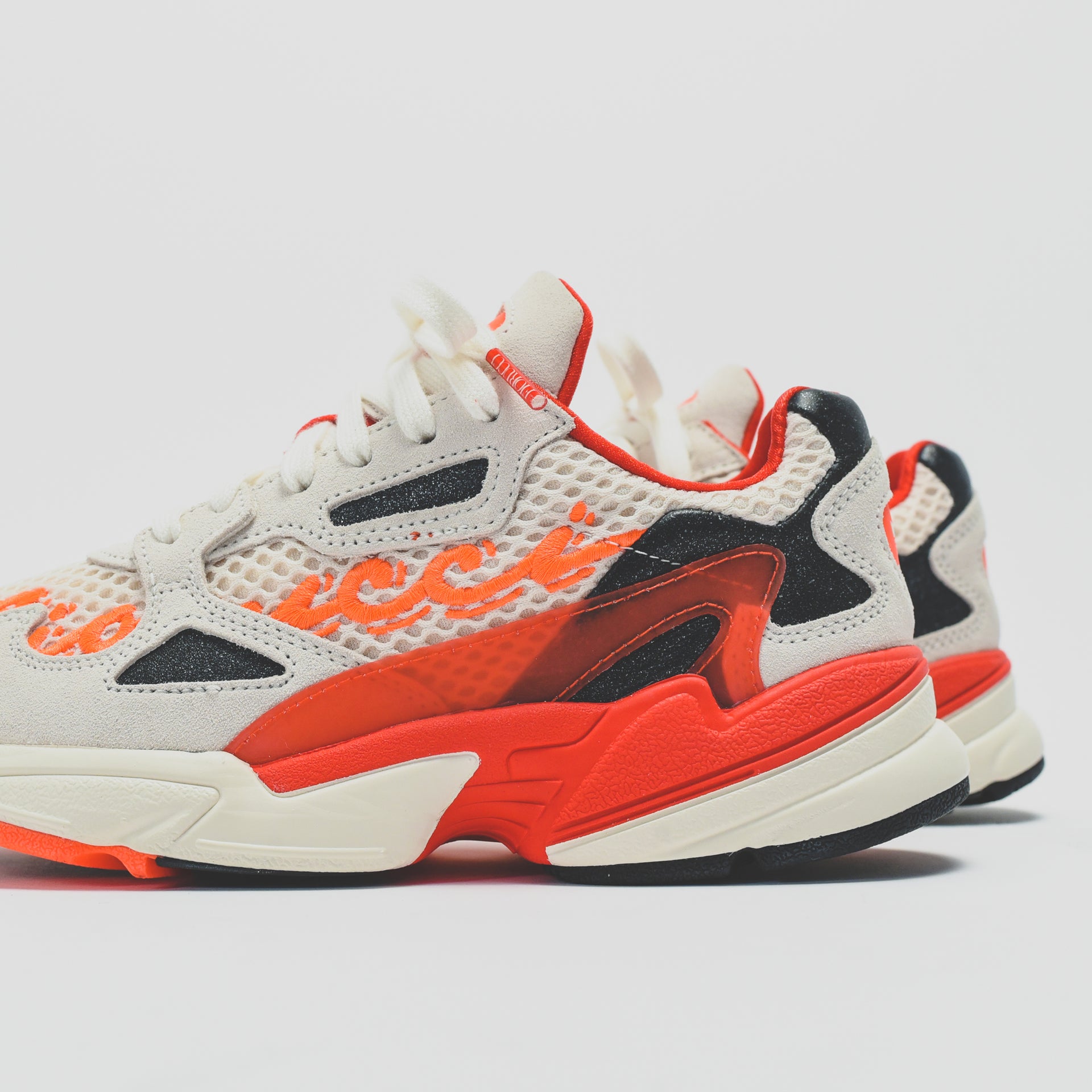 adidas Consortium x Fiorucci WMNS Falcon - Off White / Red / Neon Solar Orange