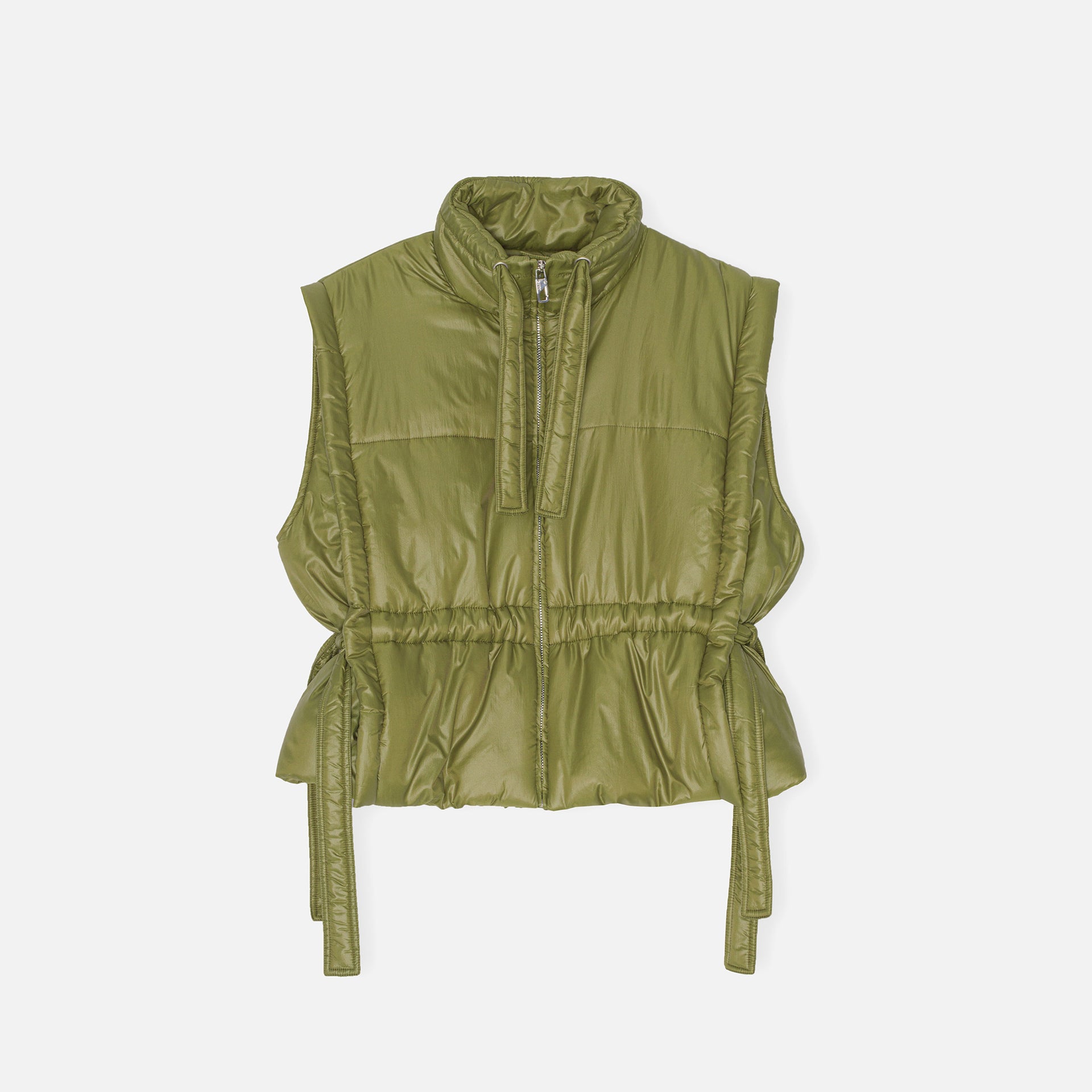 Ganni Shiny Quilt Vest Spaghnum – Kith - Main Image