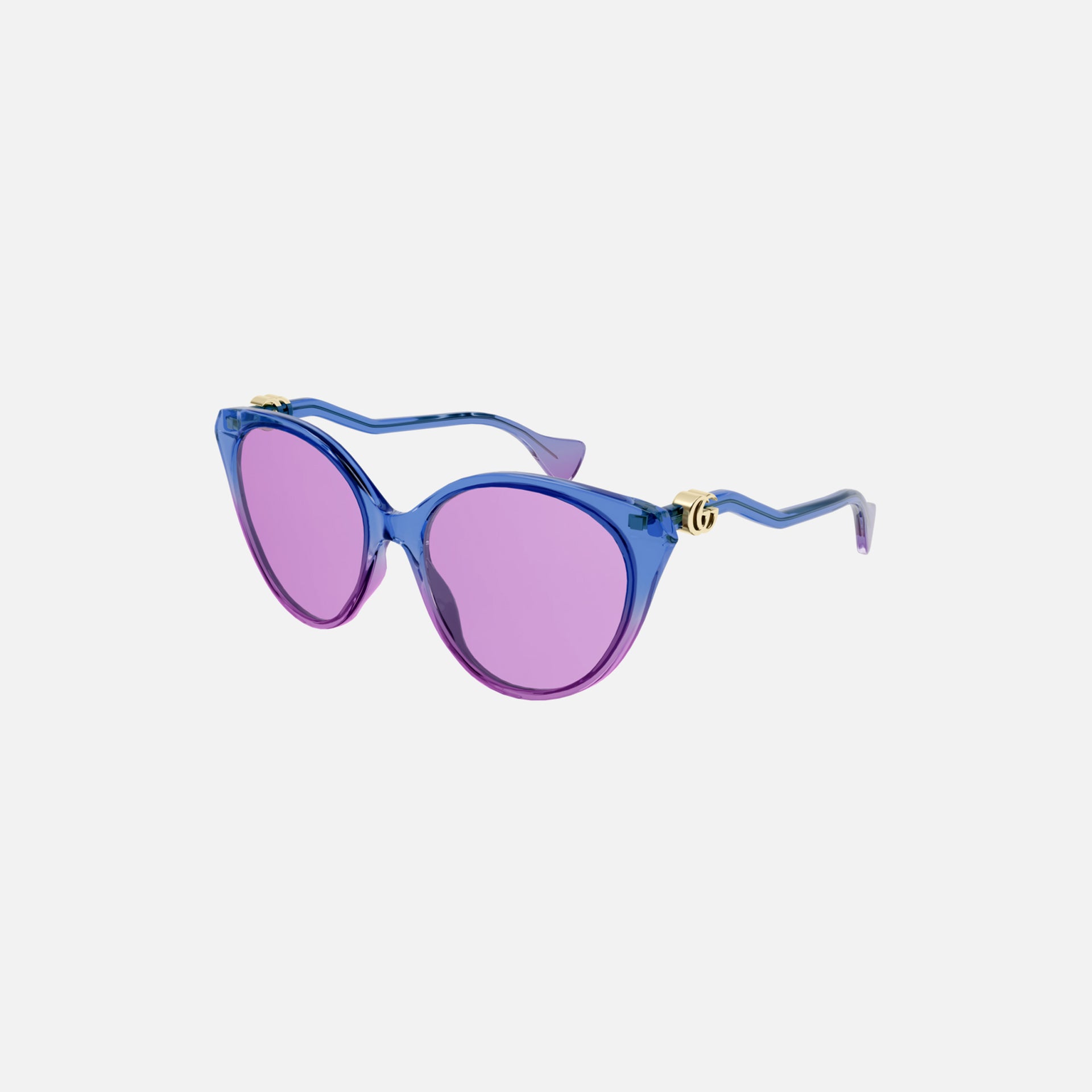 Gucci Eyewear Round Cat Eye Two Tone Frame Pink w Wavy Arms