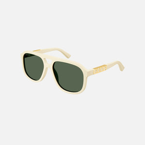 Gucci Aviator Acetate cat Sunglasses - Green Lens / Ivory