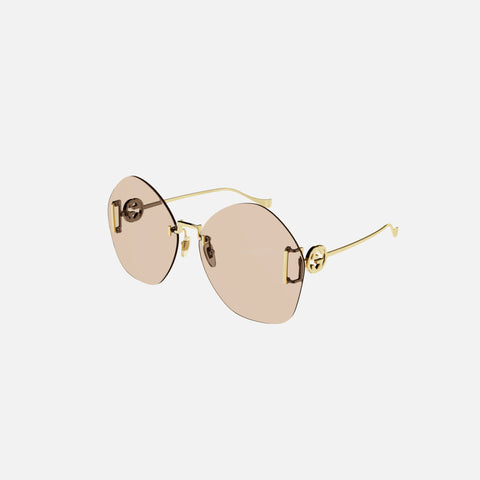 Gucci XL Round Metal Frame Sunglasses - Brown