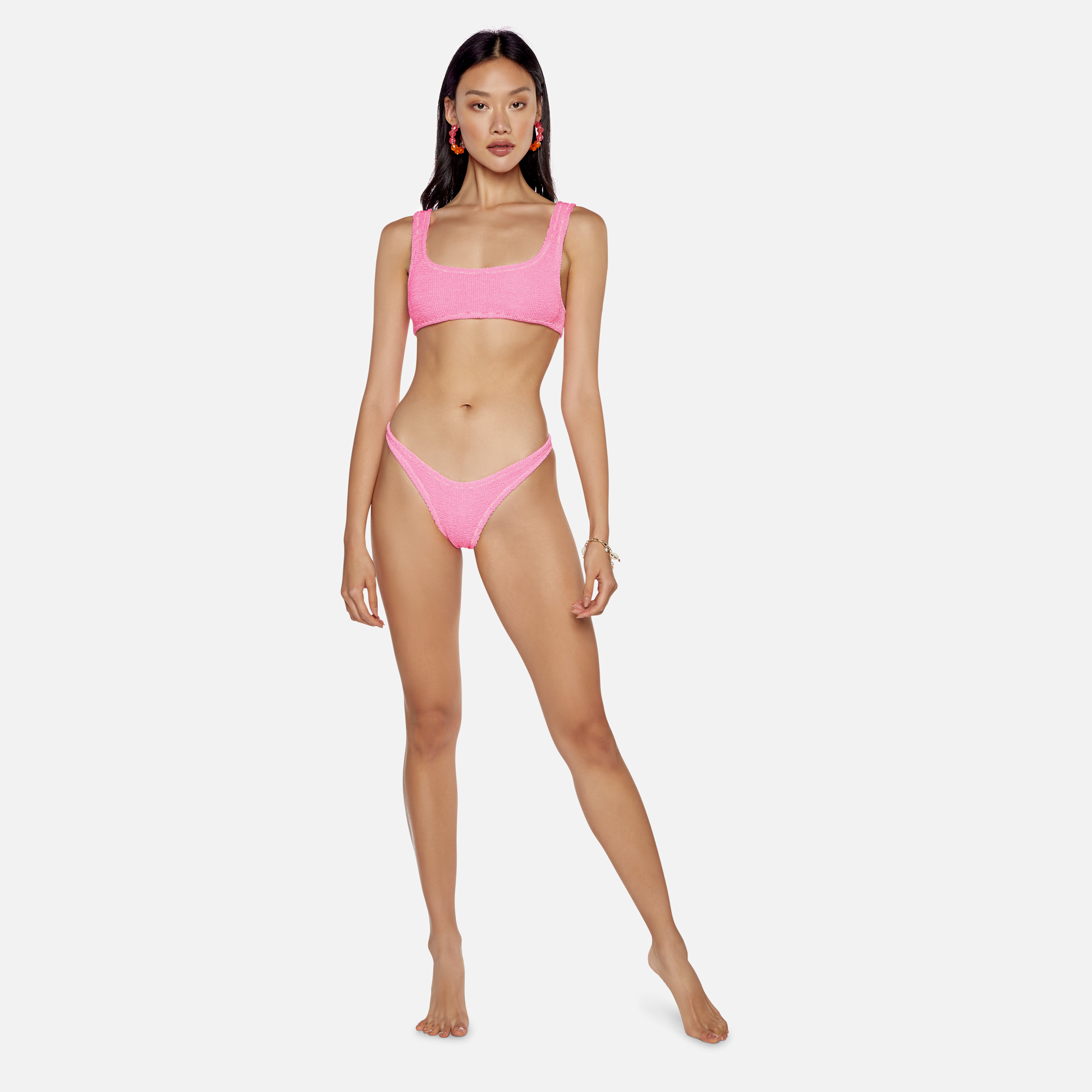 Reina Olga Ginny Scrunch Bikini Set Crinkle Hot Pink Kith