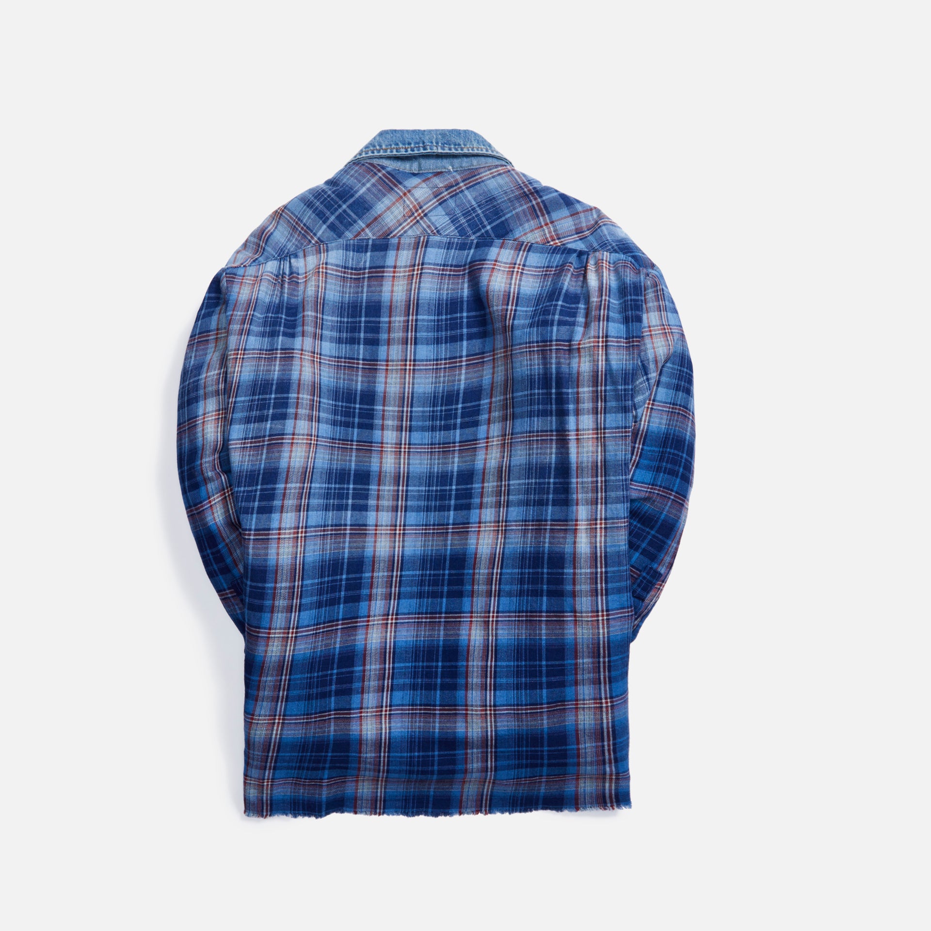 Greg Lauren Agoura Trucker Front Boxy Studio Shirt - Blue Plaid