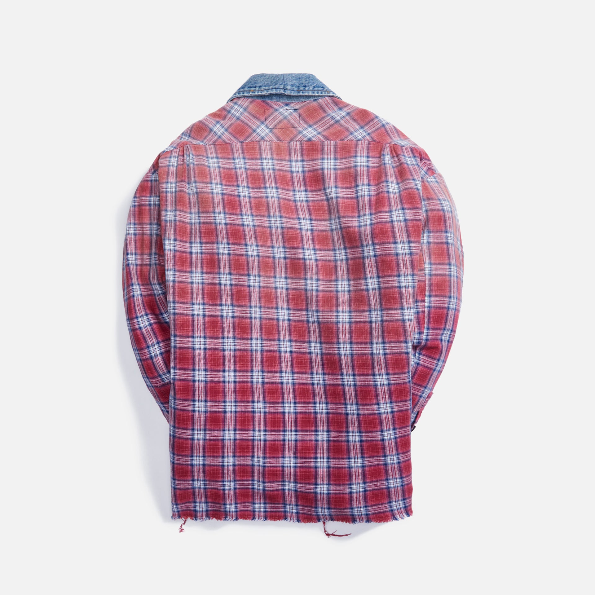 Greg Lauren Saloon Trucker Front Boxy Studio Shirt - Red Plaid