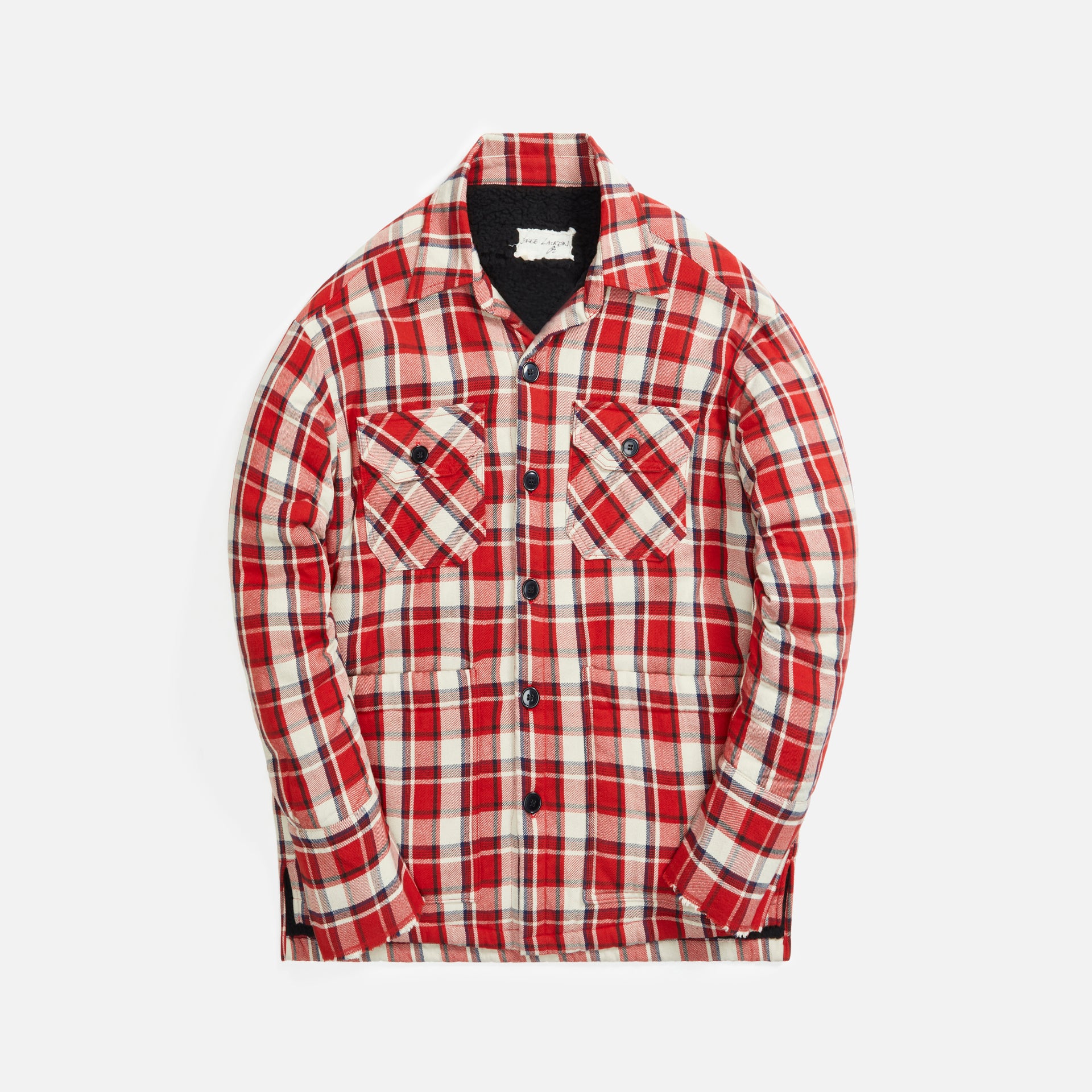 Greg Lauren Stitchwork Plaid Boxy Shirt - Red