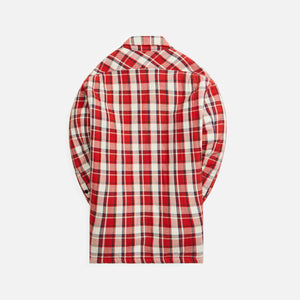 Greg Lauren Stitchwork Plaid Boxy Shirt - Red