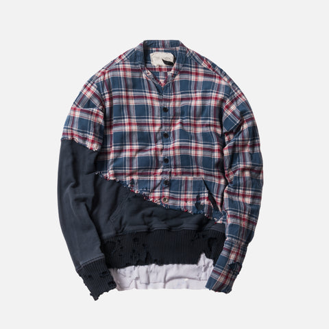 Greg Lauren 50/50 Everest Fleece Pullover Studio Shirt - Navy