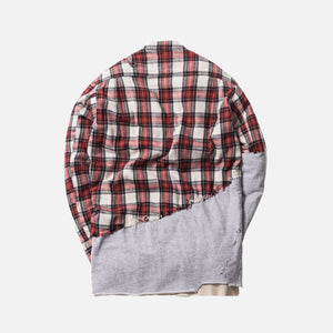 Greg Lauren 50/50 Mountaineer Fleece Studio Shirt - Grey / Red
