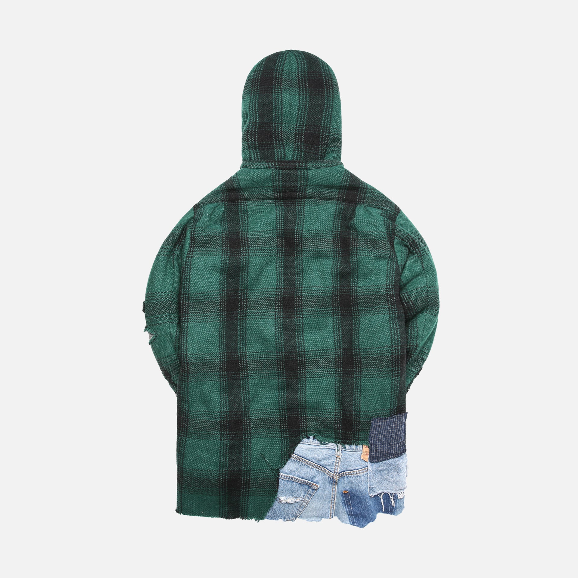 Greg Lauren Hunter Black Sherpa Lined Baja Studio Hoodie - Green / Black