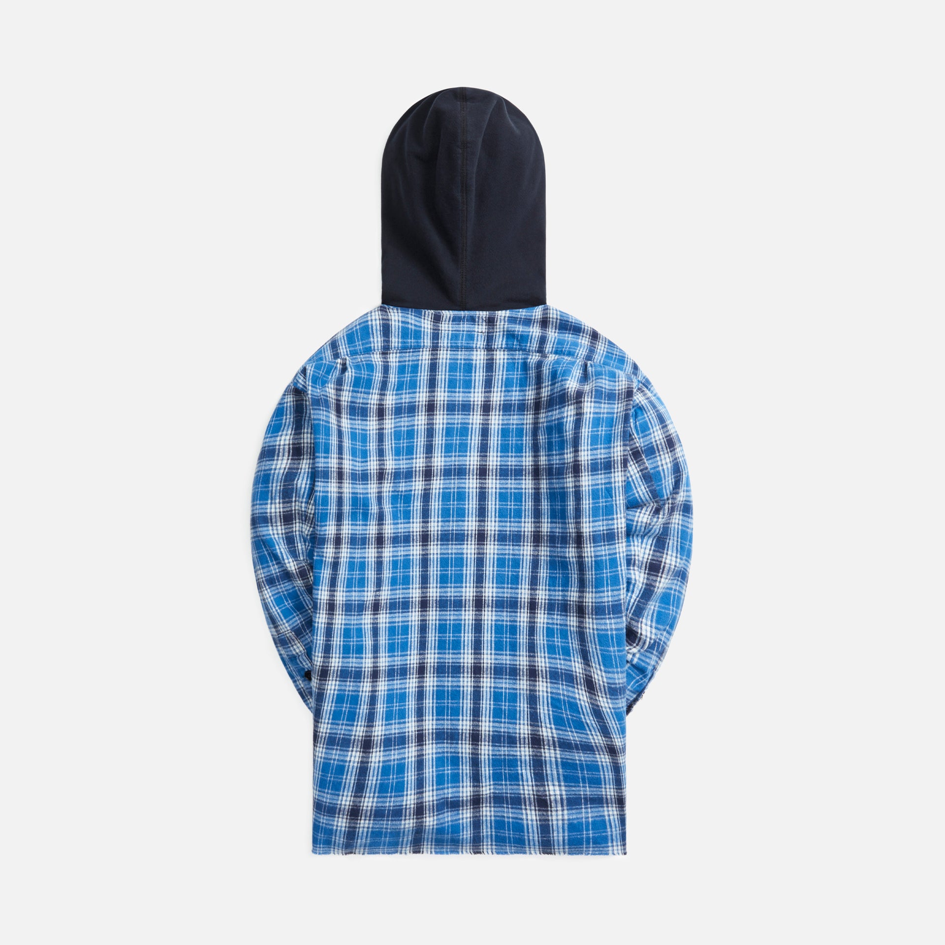 Greg Lauren Blue Moon Hoodie Front Boxy - Blue Plaid