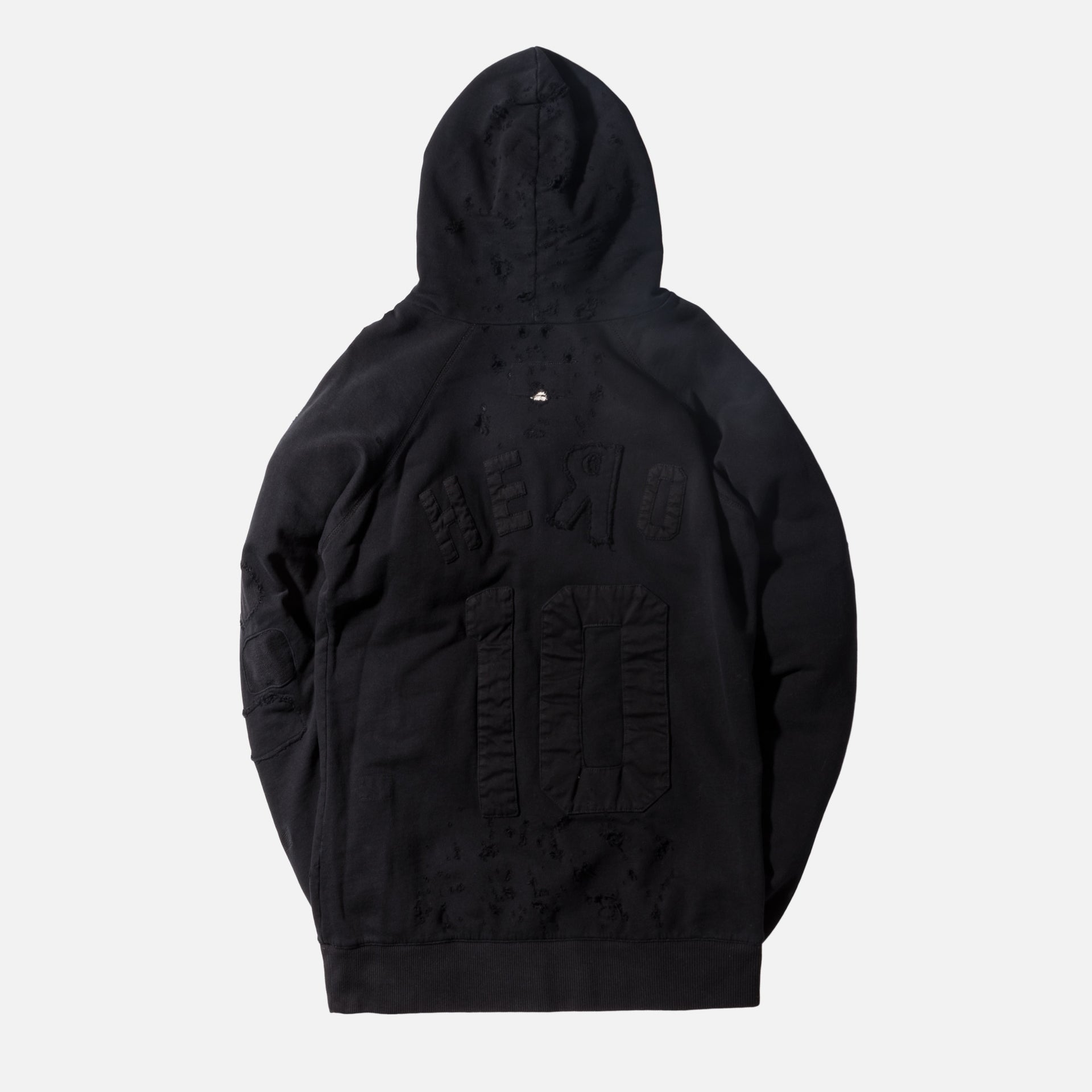 Greg Lauren Destroyed Numbered Hoodie - Black