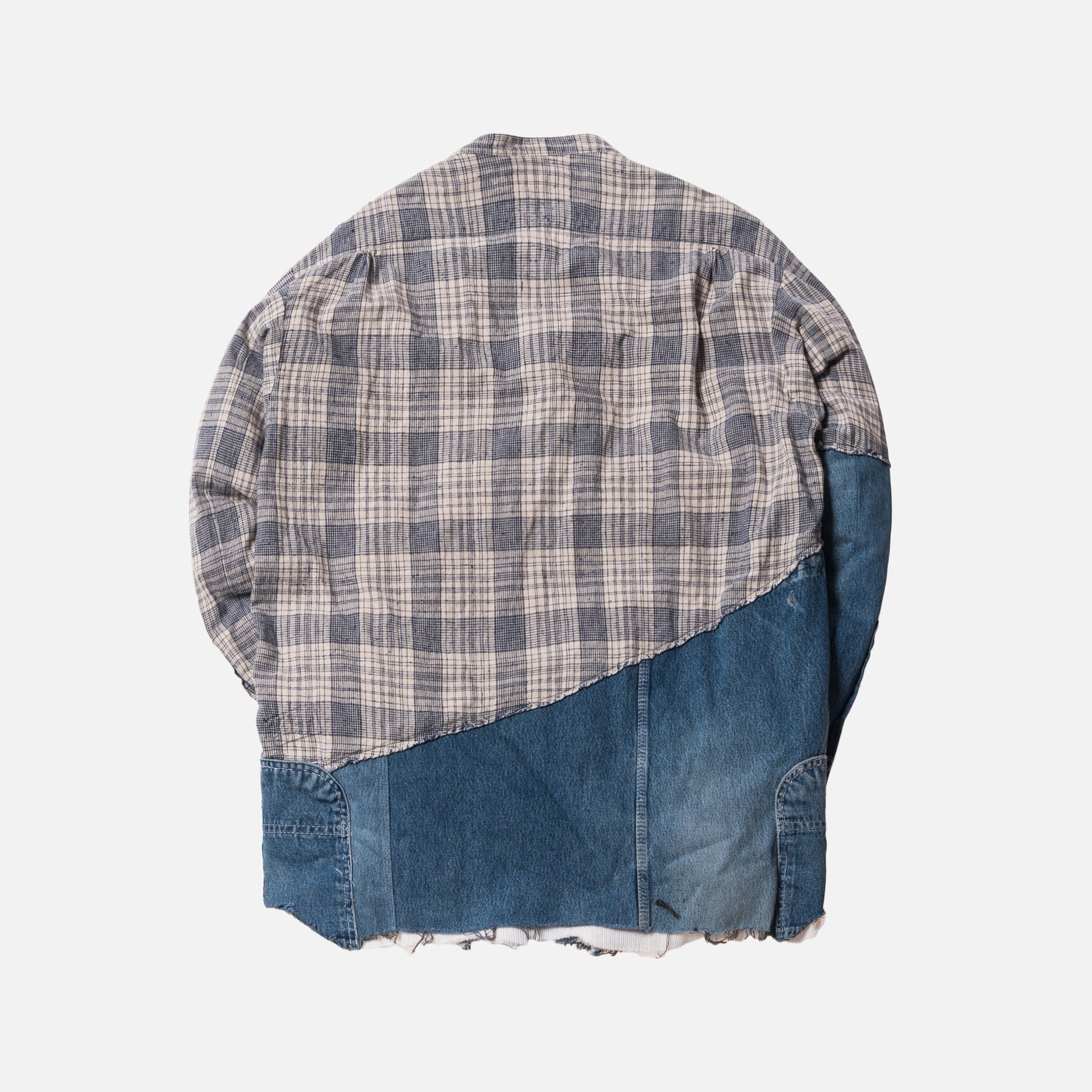 Greg Lauren 50/50 Ivory Homespun Vintage Denim Studio Shirt - Light Blue