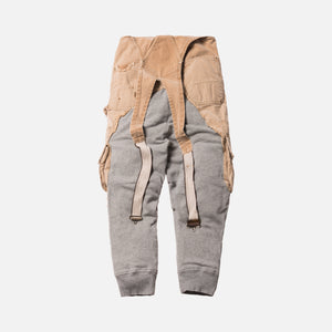 Greg Lauren Grey Fleece Drop Lounge Pant - Beige / Grey
