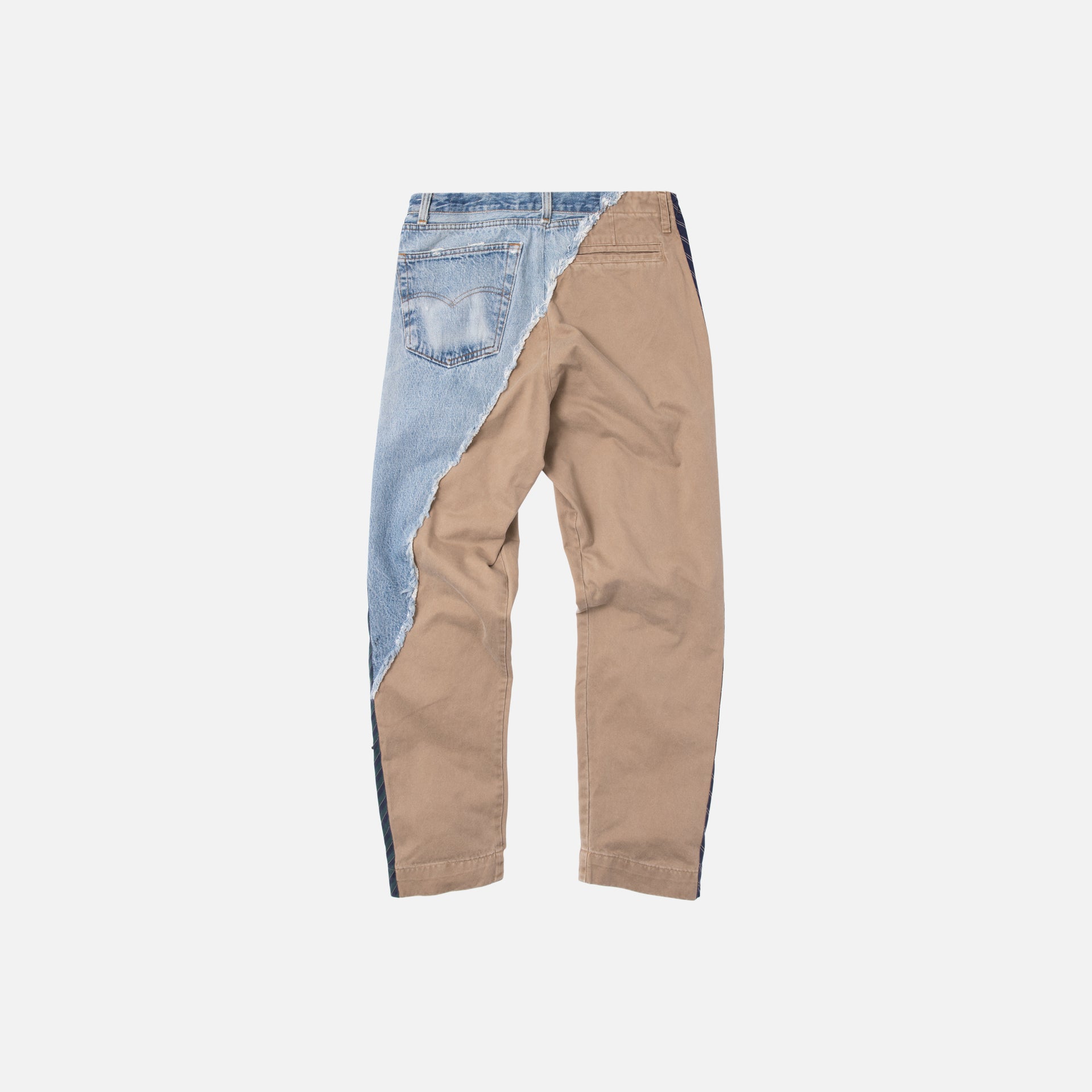 Greg Lauren Denim Pant Stripe Pant - Light Blue / Beige