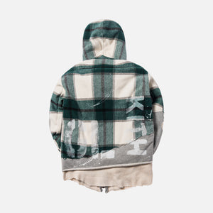 Kith x Greg Lauren 50/50 Plaid / Fleece High Tech Hooded Track Jacket - Grey