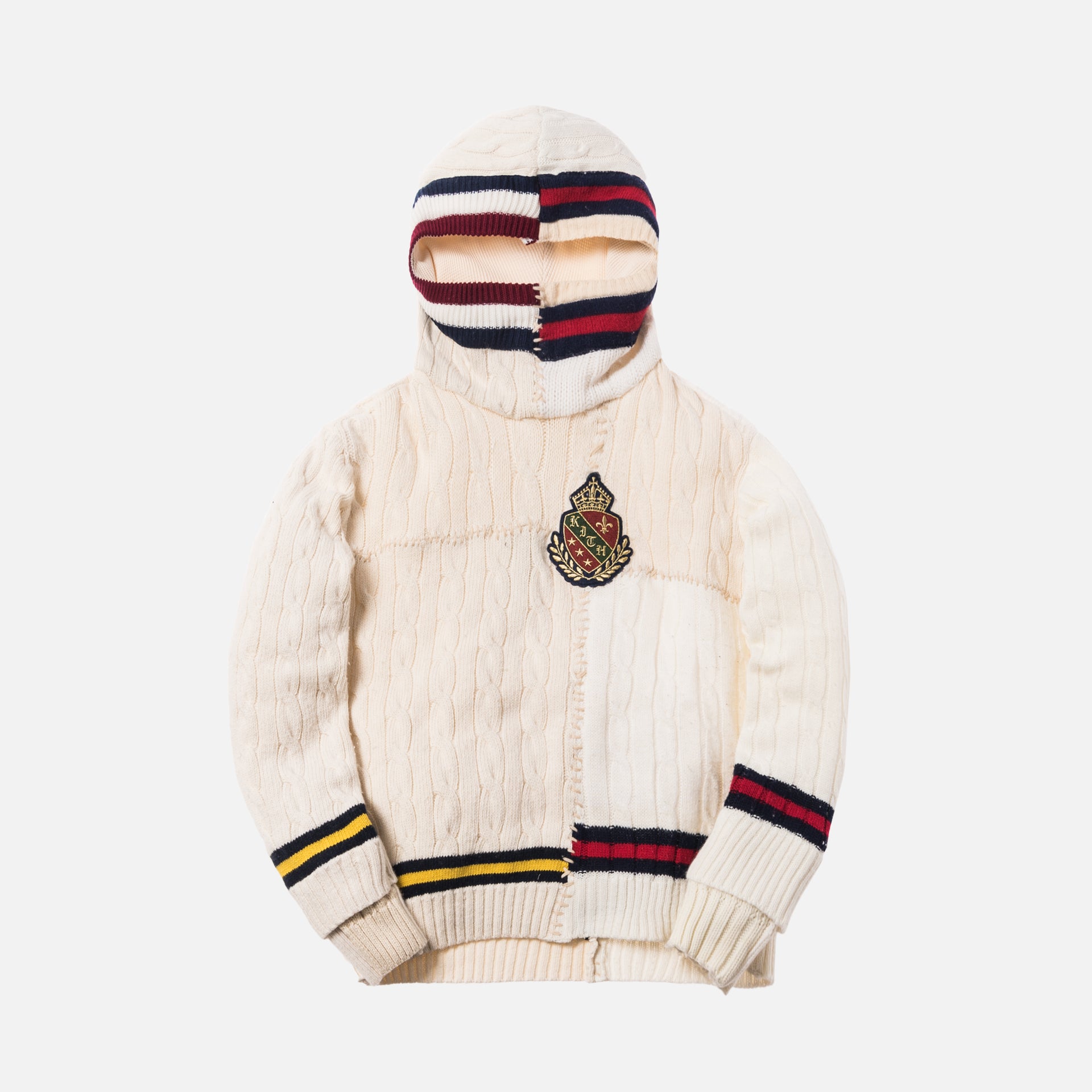 Kith x Greg Lauren Cable Knit Sweater High Tech Hoodie - Cream / Multi