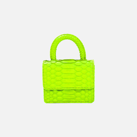 Gelareh Mizrahi Mico Mini Python Top Handle Bag - Neon Green