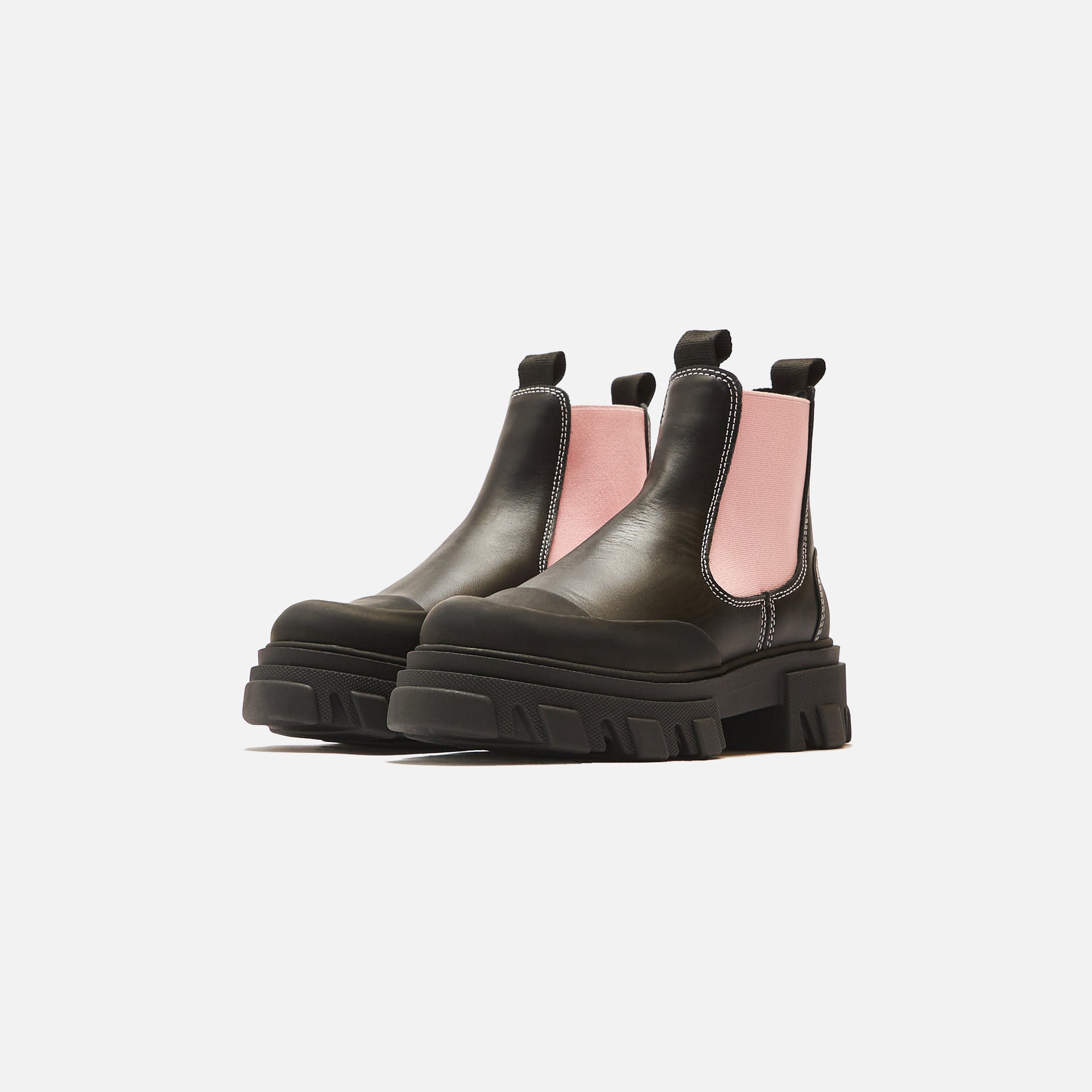 Ganni Low Chelsea Boot - Black / Pink