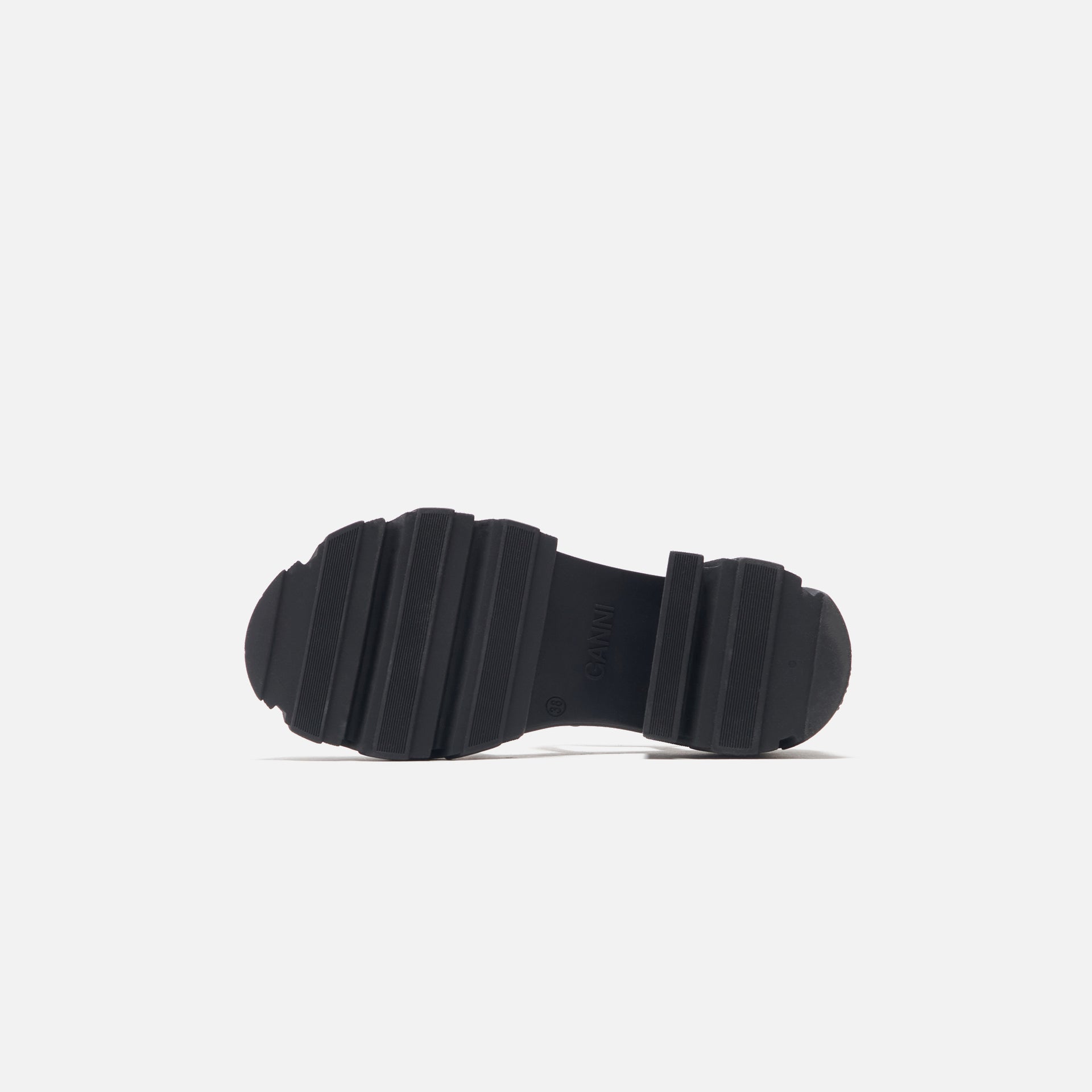 Ganni Cleated Strappy Sandal - Black