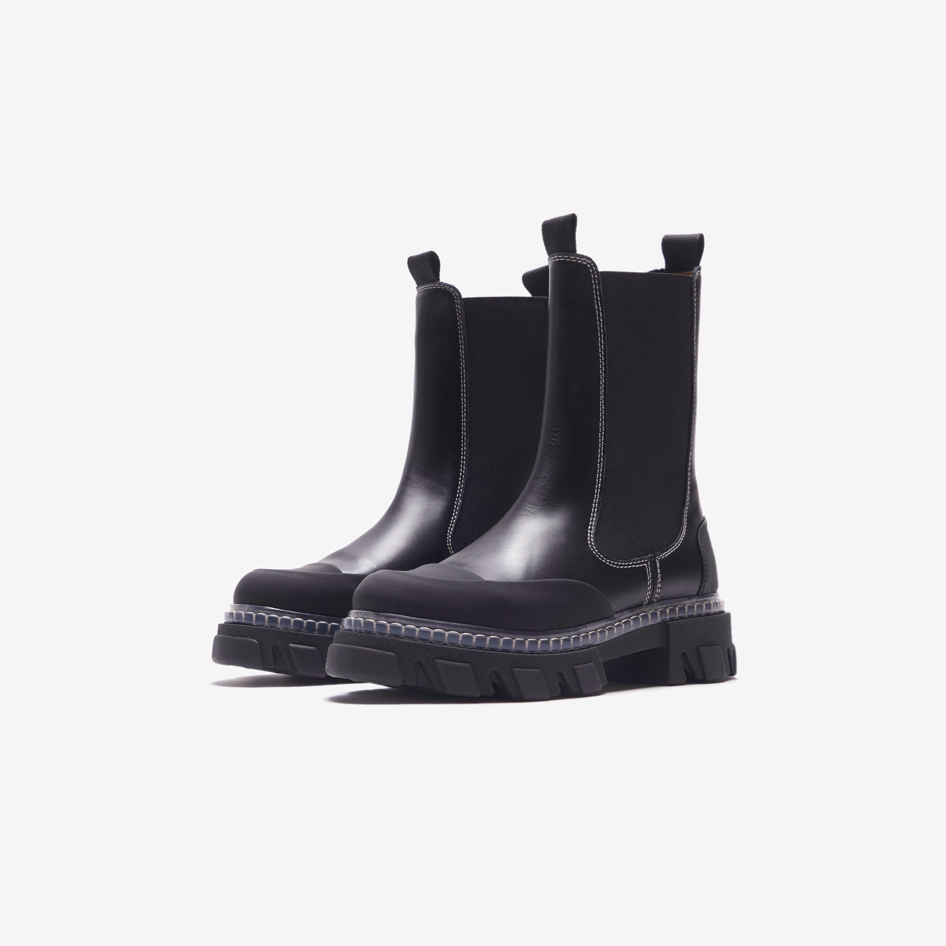 Ganni Cleated Mid Chelsea Boot - Black