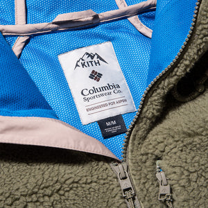 Kith x Columbia Sportswear High-Pile Zip Hoodie - Stone Green