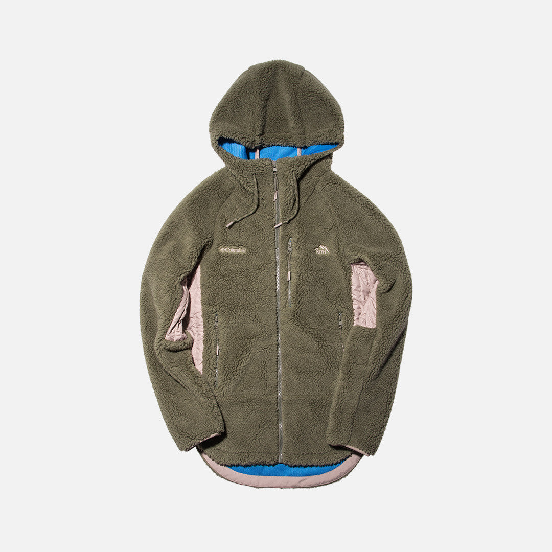 Kith x Columbia Sportswear High-Pile Zip Hoodie - Stone Green