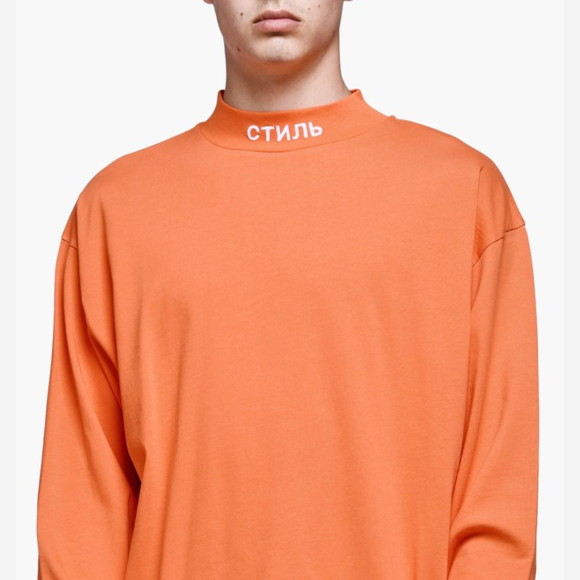 HERON PRESTON Embroidered Turtle Neck Orange Long Sleeve good - XL