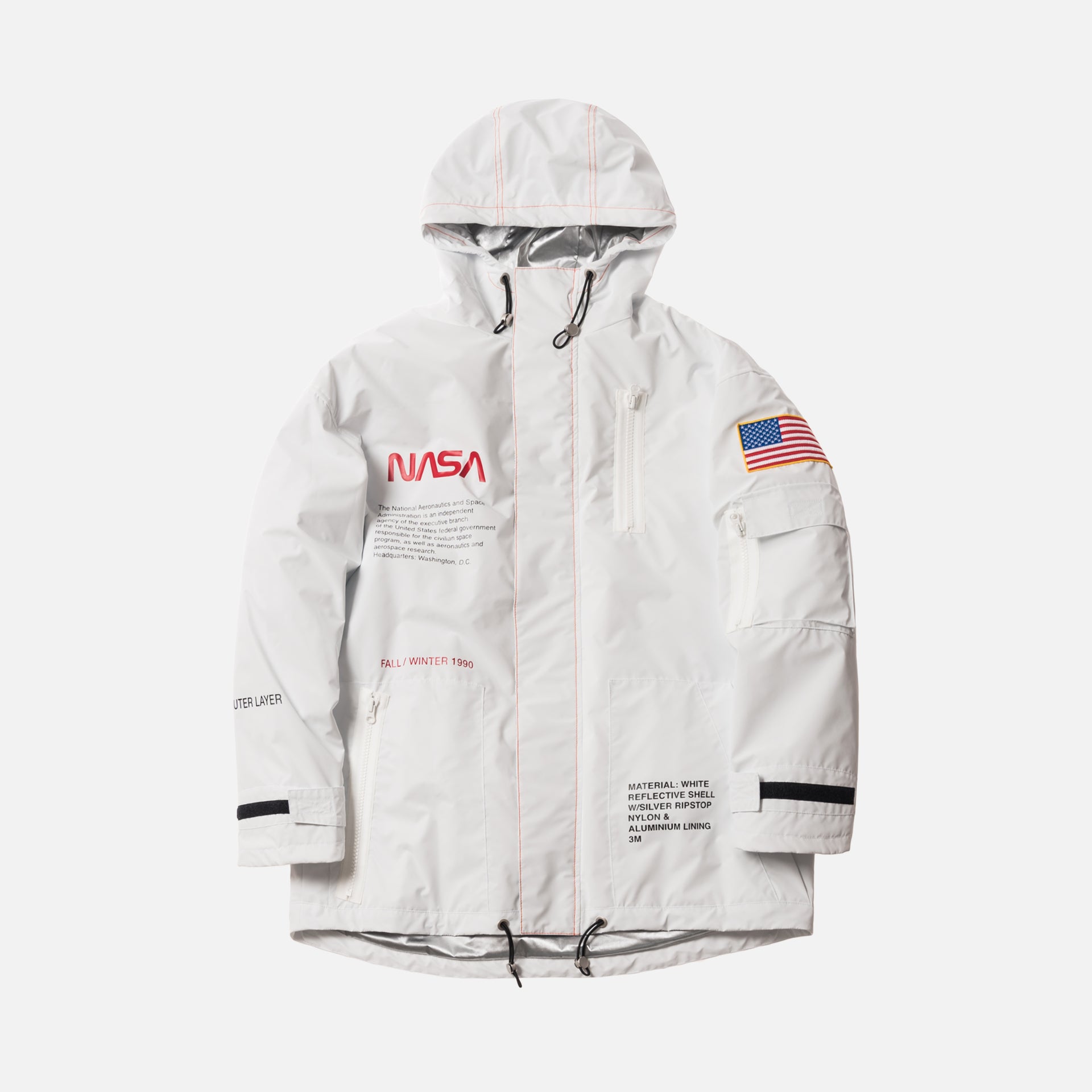 Heron Preston x NASA High Tech Parka White Orange – Kith