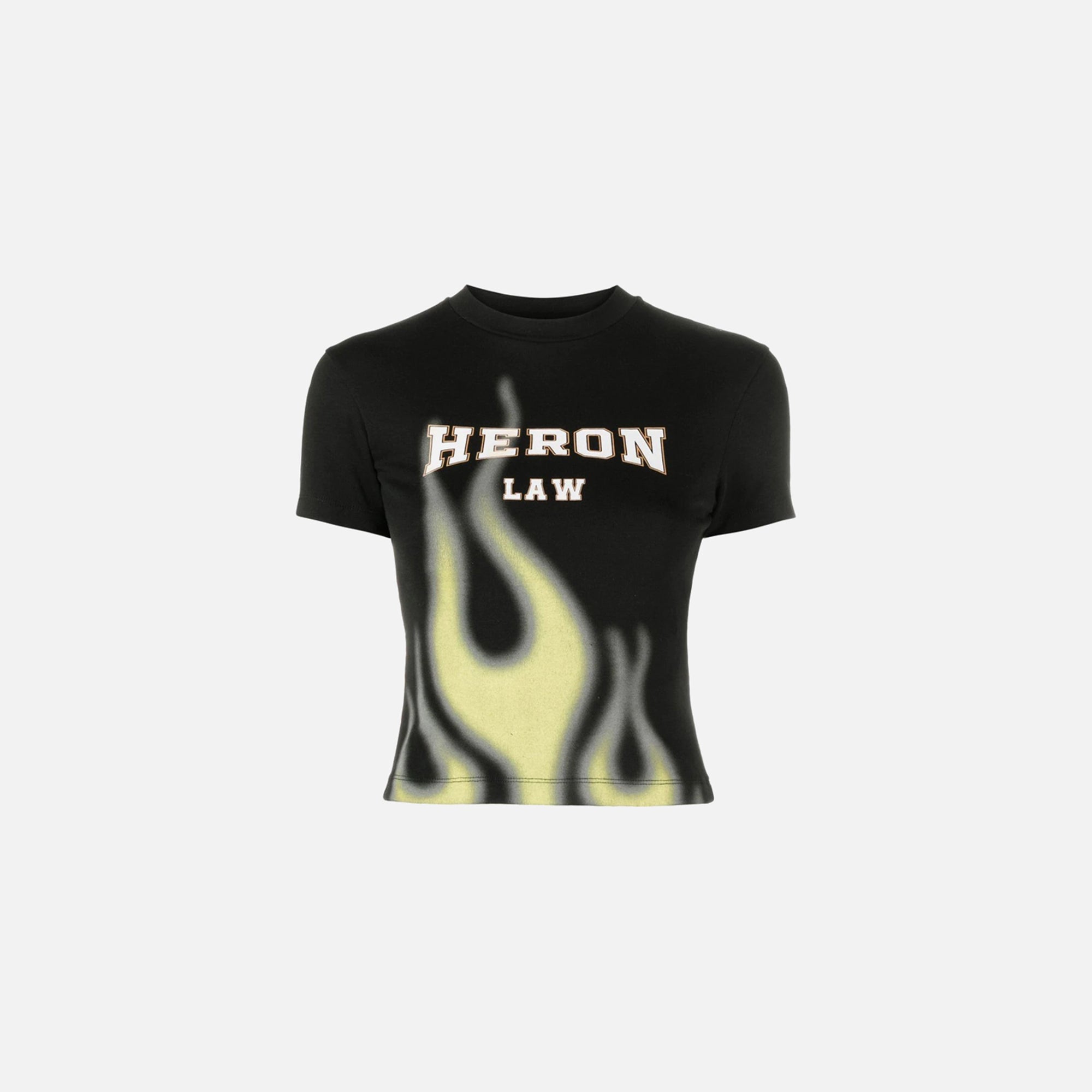 Heron Preston Law Flames Baby Tee - Black / Yellow
