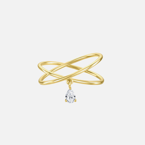 Isa Grutman Double Band Diamond Ring 14K Gold -Yellow Gold