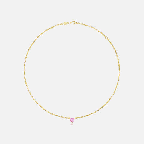 Isa Grutman Pink Sapphire Heart Necklace 14K Gold - Yellow Gold