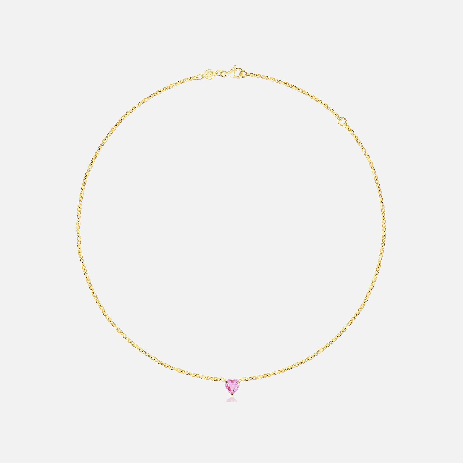 Isa Grutman Pink Sapphire Heart Necklace 14K Gold - Yellow Gold