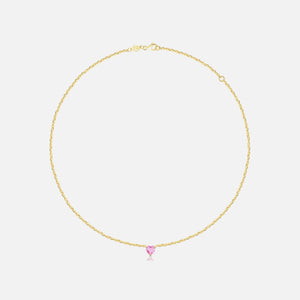 Isa Grutman Pink Sapphire Heart Necklace 14K Gold - Yellow Gold