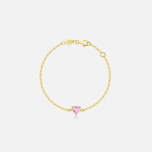 Isa Grutman Pink Sapphire Heart Bracelet 14K Gold - Yellow Gold